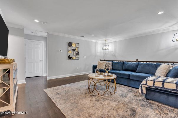 Fireplace, Interior, Living room, Pendant Lights, Recessed Lighting, Wood Texture Flooring