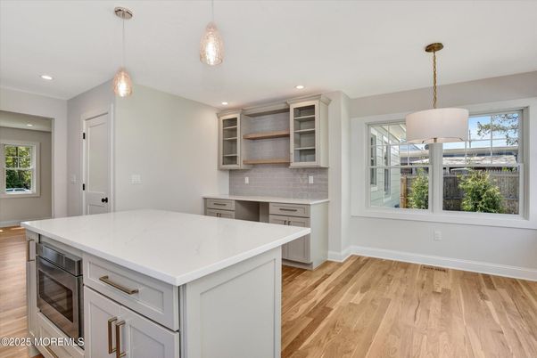 Interior, Kitchen, Pendant Lights, Recessed Lighting, Wood Texture Flooring