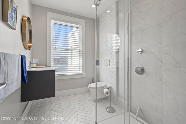 Bathroom, Glass Shower, Interior, Marble Walls