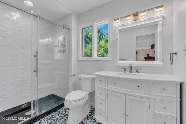 Bathroom, Glass Shower, Interior, Recessed Lighting