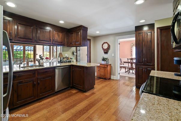 Dining room, Interior, Kitchen, Recessed Lighting, Wood Texture Flooring