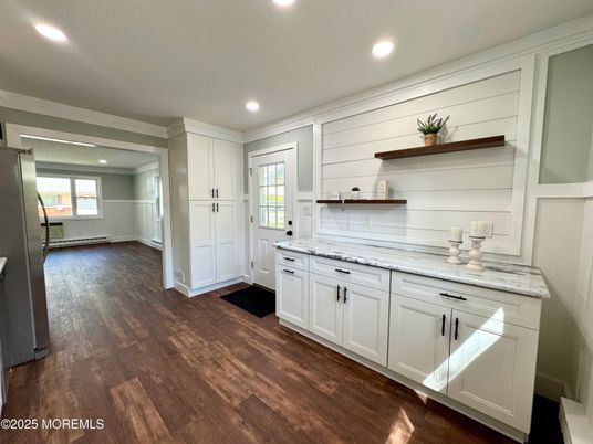 Interior, Kitchen, Recessed Lighting, Wood Texture Flooring