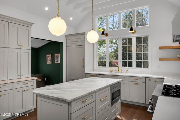 Interior, Kitchen, Pendant Lights, Recessed Lighting, Wood Texture Flooring