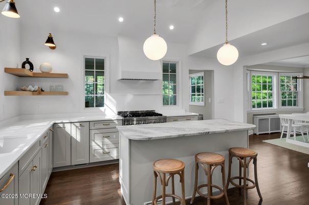 Interior, Kitchen, Pendant Lights, Recessed Lighting, Wood Texture Flooring