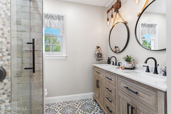 Bathroom, Dual Sink Vanities, Glass Shower, Interior