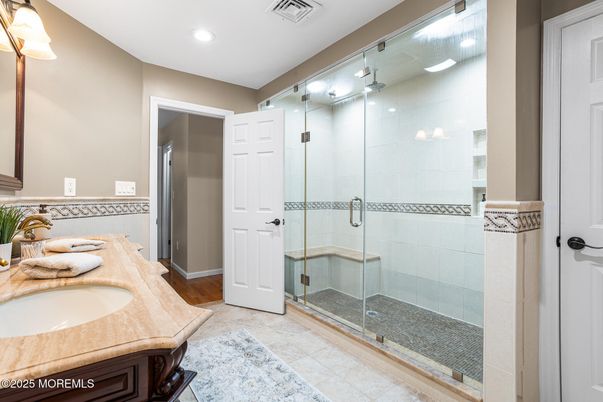 Bathroom, Glass Shower, Interior, Recessed Lighting