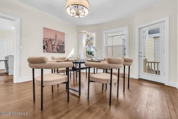 Chandelier, Dining room, Interior, Wood Texture Flooring