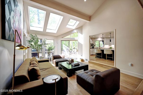 Interior, Kitchen, Living room, Pendant Lights, Recessed Lighting, Wood Texture Flooring