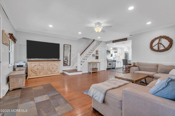 Interior, Kitchen, Living room, Recessed Lighting, Wood Texture Flooring