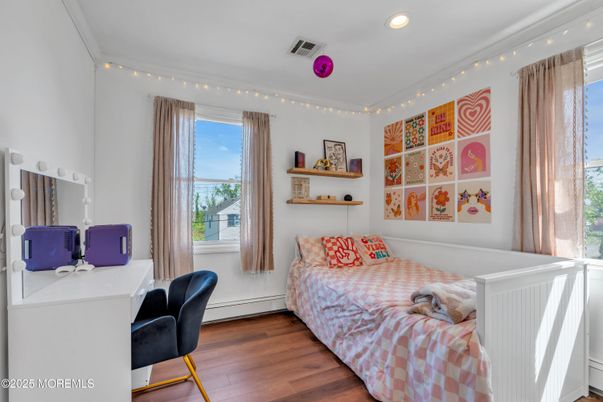 Bedroom, Home Office, Interior, Recessed Lighting, Wood Texture Flooring