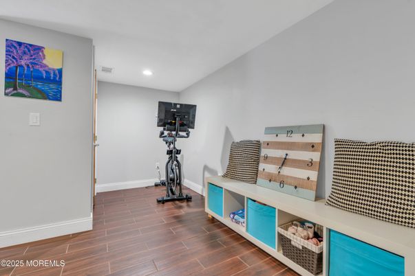 Fitness Equipment, Interior, Recessed Lighting, Wood Texture Flooring
