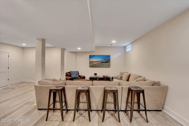 Interior, Living room, Recessed Lighting, Theatre Room, Wood Texture Flooring