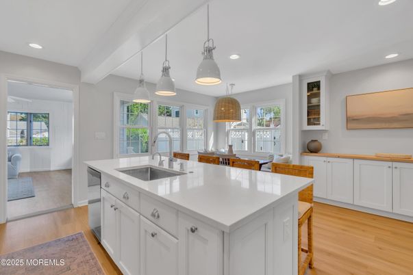 Interior, Kitchen, Pendant Lights, Recessed Lighting, Wood Texture Flooring