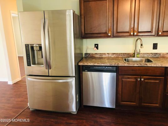 Interior, Kitchen, Stainless Steel Appliances, Wood Texture Flooring