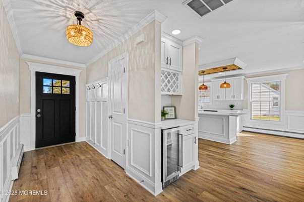 Interior, Kitchen, Pendant Lights, Recessed Lighting, Wood Texture Flooring