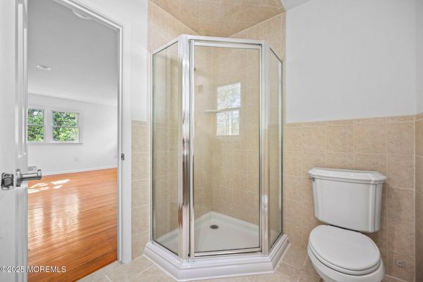 Bathroom, Glass Shower, Interior, Wood Texture Flooring