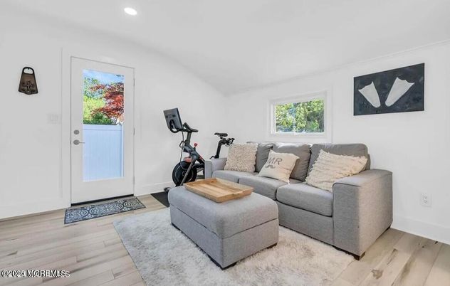 Fitness Equipment, Interior, Living room, Recessed Lighting, Wood Texture Flooring