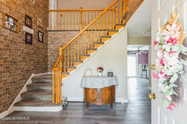 Interior, Stone Walls, Wood Texture Flooring