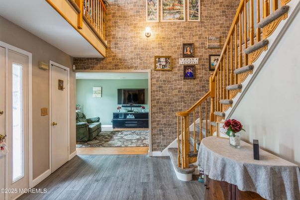 Interior, Stone Walls, Wood Texture Flooring
