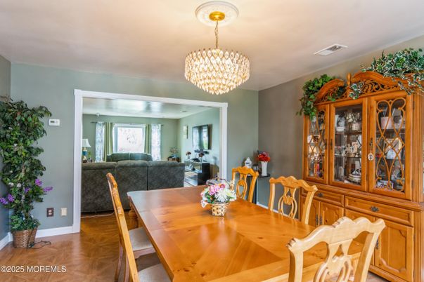 Chandelier, Dining room, Interior, Wood Texture Flooring