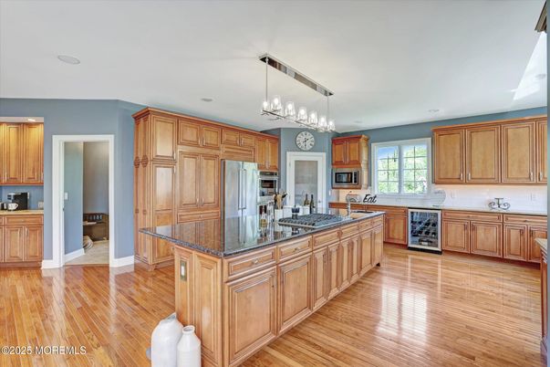 Chandelier, Interior, Kitchen, Pendant Lights, Recessed Lighting, Wood Texture Flooring