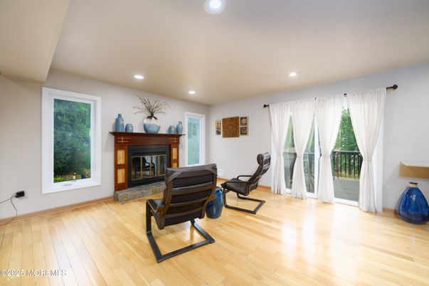Fireplace, Interior, Recessed Lighting, Wood Texture Flooring