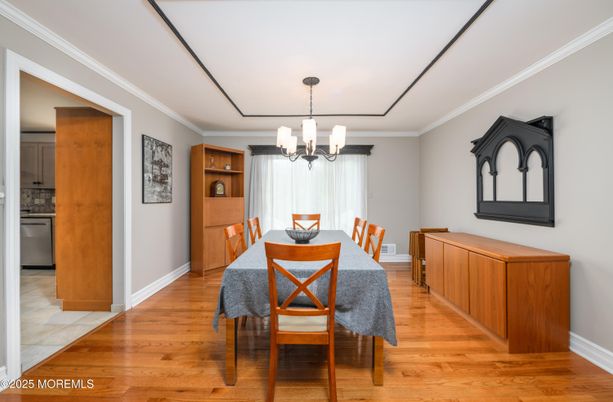 Chandelier, Dining room, Interior, Wood Texture Flooring