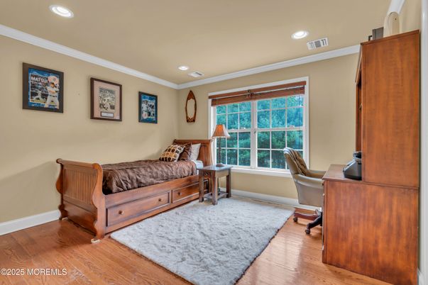 Bedroom, Home Office, Interior, Recessed Lighting, Wood Texture Flooring