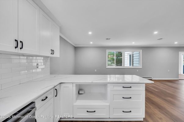 Interior, Kitchen, Recessed Lighting, Wood Texture Flooring
