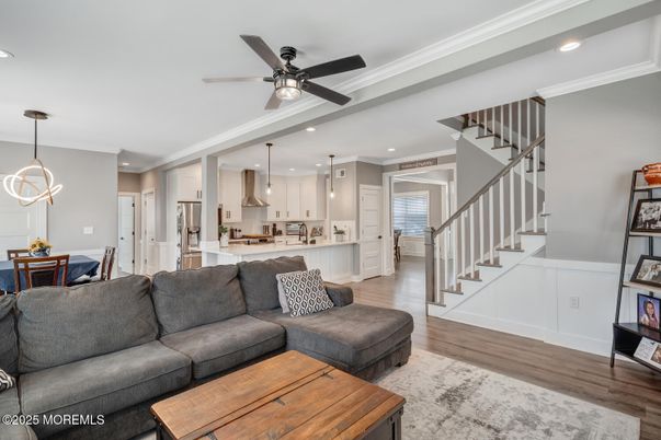 Dining room, Interior, Kitchen, Living room, Pendant Lights, Recessed Lighting, Wood Texture Flooring