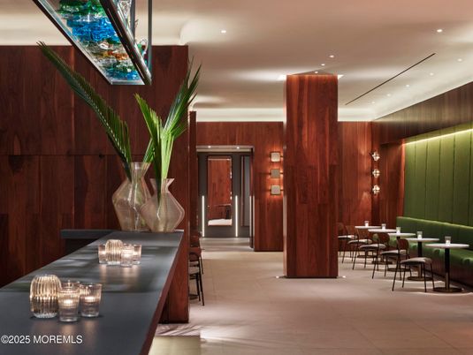 Dining room, Interior, Recessed Lighting, Wooden Walls
