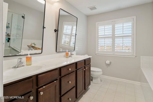 Bathroom, Dual Sink Vanities, Glass Shower, Interior