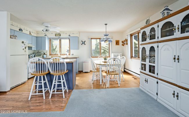 Dining room, Interior, Kitchen, Pendant Lights, Wood Texture Flooring