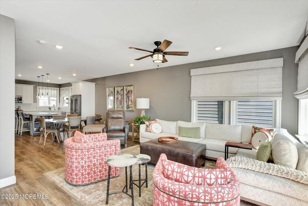 Dining room, Interior, Kitchen, Living room, Pendant Lights, Recessed Lighting, Wood Texture Flooring