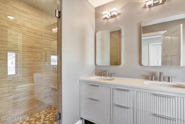Bathroom, Dual Sink Vanities, Glass Shower, Interior