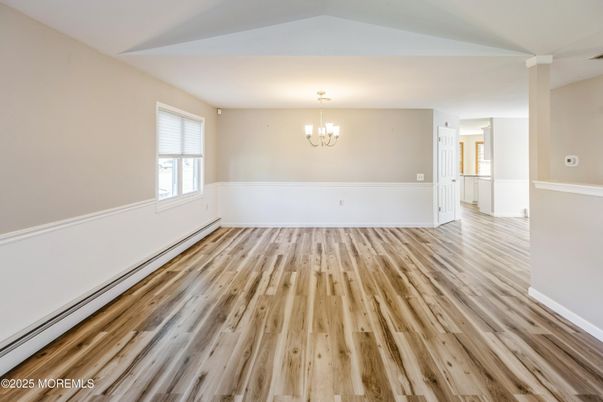 Chandelier, Empty room, Interior, Wood Texture Flooring