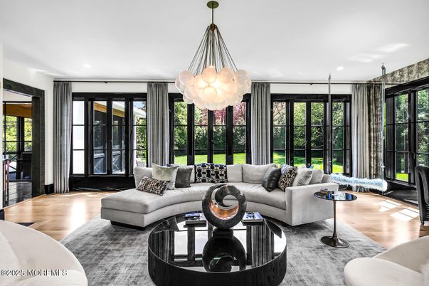 Interior, Living room, Pendant Lights, Recessed Lighting, Wood Texture Flooring