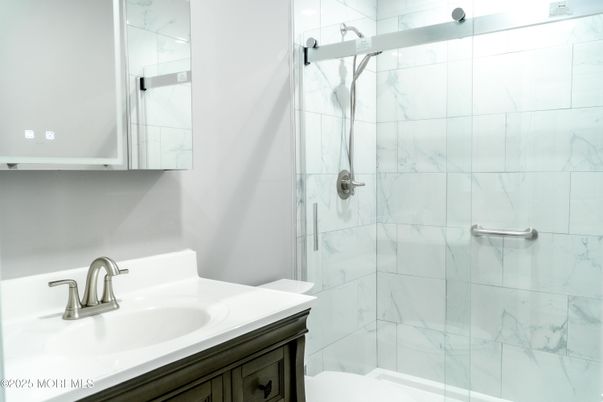Bathroom, Glass Shower, Interior, Marble Walls