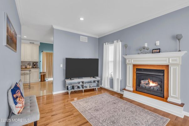 Fireplace, Interior, Recessed Lighting, Wood Texture Flooring