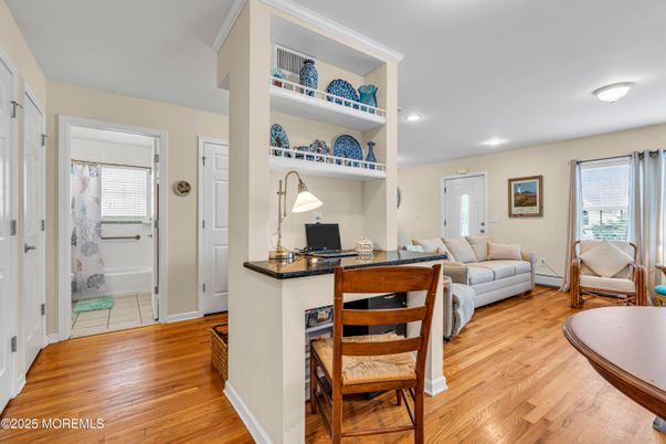 Home Office, Interior, Living room, Recessed Lighting, Wood Texture Flooring
