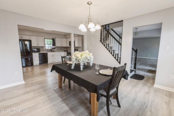 Chandelier, Dining room, Interior, Kitchen, Pendant Lights, Wood Texture Flooring