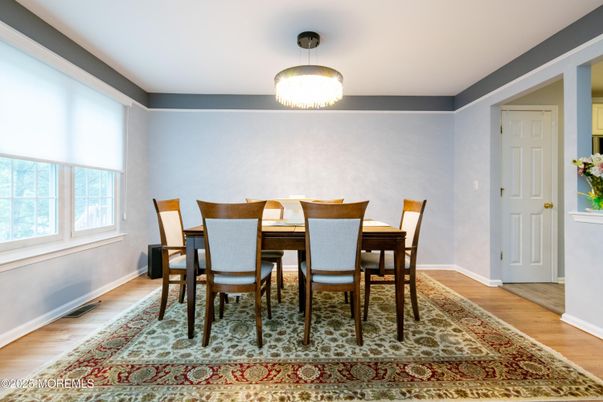 Chandelier, Dining room, Interior, Wood Texture Flooring