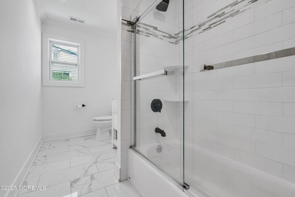 Bathroom, Glass Shower, Interior, Marble, Recessed Lighting