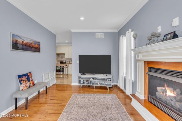 Fireplace, Interior, Recessed Lighting, Wood Texture Flooring