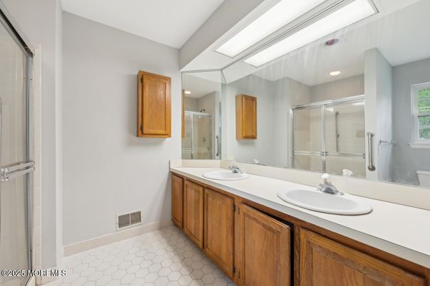 Bathroom, Dual Sink Vanities, Glass Shower, Interior, Recessed Lighting