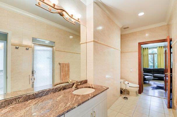 Bathroom, Glass Shower, Interior, Recessed Lighting