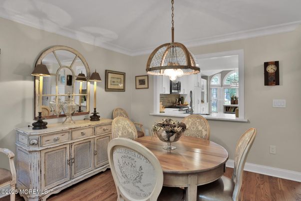 Dining room, Interior, Kitchen, Pendant Lights, Wood Texture Flooring