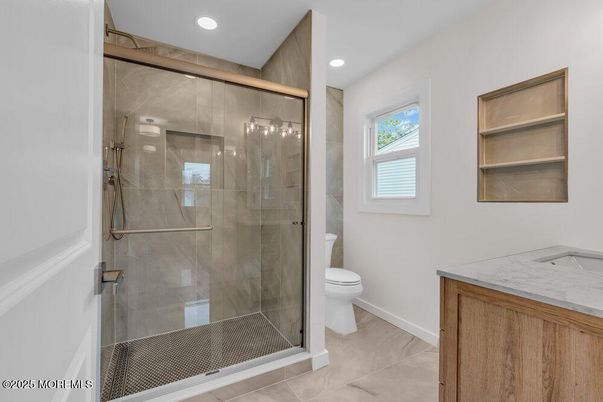 Bathroom, Glass Shower, Interior, Recessed Lighting