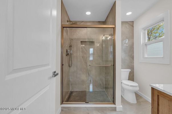 Bathroom, Glass Shower, Interior, Recessed Lighting