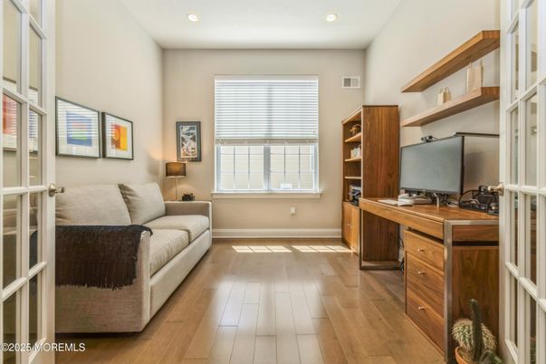 Home Office, Interior, Recessed Lighting, Wood Texture Flooring